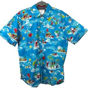 MBX Premium Goods Shirt Mens Large Merry Vibes Blue Santa Claus Hawaii Blue